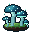 cluster of glowing mushrooms
